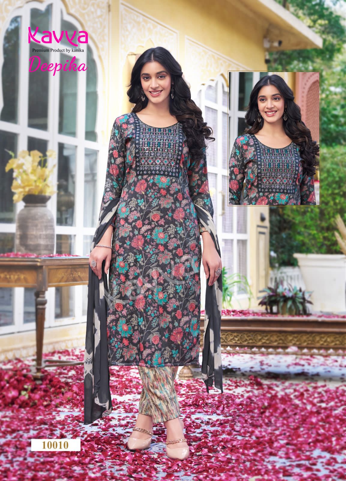 Deepika Vol 10 By Kavya Straight Embroidery Kurti With Bottom Dupatta Wholesale Shop In Surat